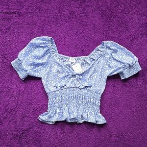 Sienna Sky Blue Floral Puff Sleeve Blouse